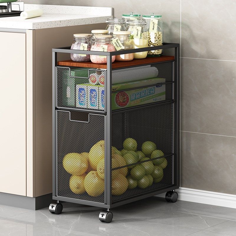 厨房菜篮子置物架落地夹缝多层调料姜蒜架子抽拉式蔬菜收纳筐推车,厨房/烹饪用具,厨房置物架/置物柜/角架,淘宝优惠券,粉丝福利购,淘宝优惠卷