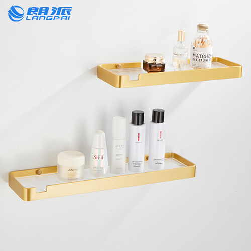 金色亚克力卫生间镜前置物架壁挂淋浴房浴室收纳隔板洗手台置物架