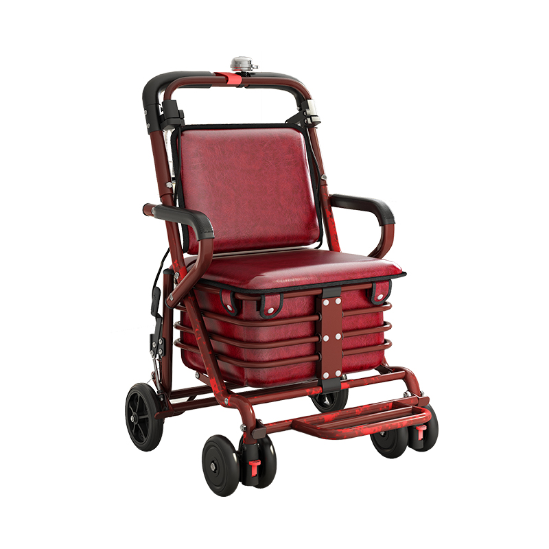 老人收纳手推车可坐折叠代步助力购物小推车老年可坐可可推软椅子