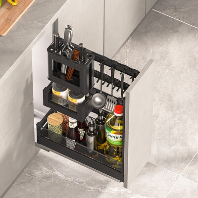 厨房极窄侧拉篮厨房橱柜150/200/250抽拉柜调味窄柜内小尺寸拉篮
