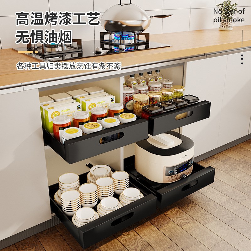 厨房碗碟收纳架家用橱柜内置抽屉式免打孔放碗盘子沥水碗架置物架