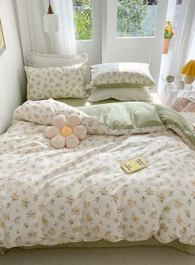 致新纯棉小清新四件套10w0纯棉少女心床上用品床单被套三件套