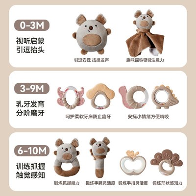 新生婴儿礼物满月女孩初生见面实用型百天玩具手摇铃宝宝新年礼盒