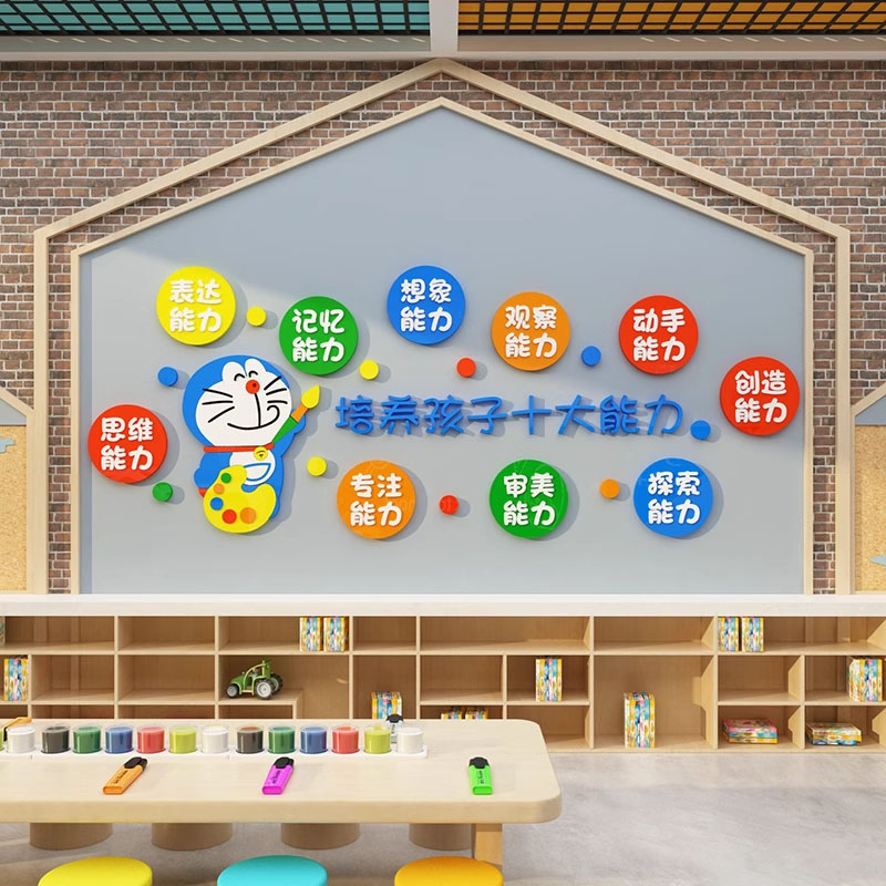 幼儿园笑脸文化墙面装饰教师风采展示照片走廊环创主题设计互动贴