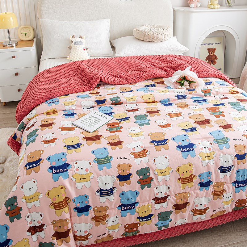 全棉豆豆绒春秋被空调被纯棉被子被芯单人儿童双人保暖冬被可水洗