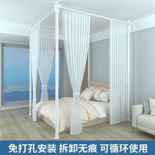 隔断屏风顶天立地挂衣架免打孔伸缩卧室客厅挡P床出租屋简易晾衣