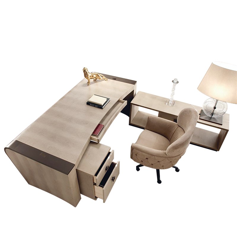 意式l型书桌 现代简约大办公桌 老板 董事长 港式转角总裁桌弧形