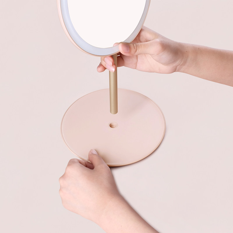 MUID旅行镜折叠台式led日光镜子充电便携宿舍桌面美妆化妆镜带灯