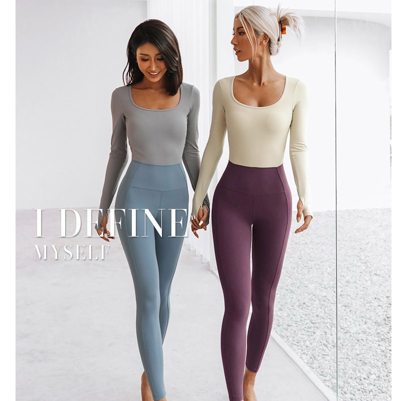 一体式连体服美背空中舞蹈演出瑜伽服长袖弹力拼接秋冬健身套装女