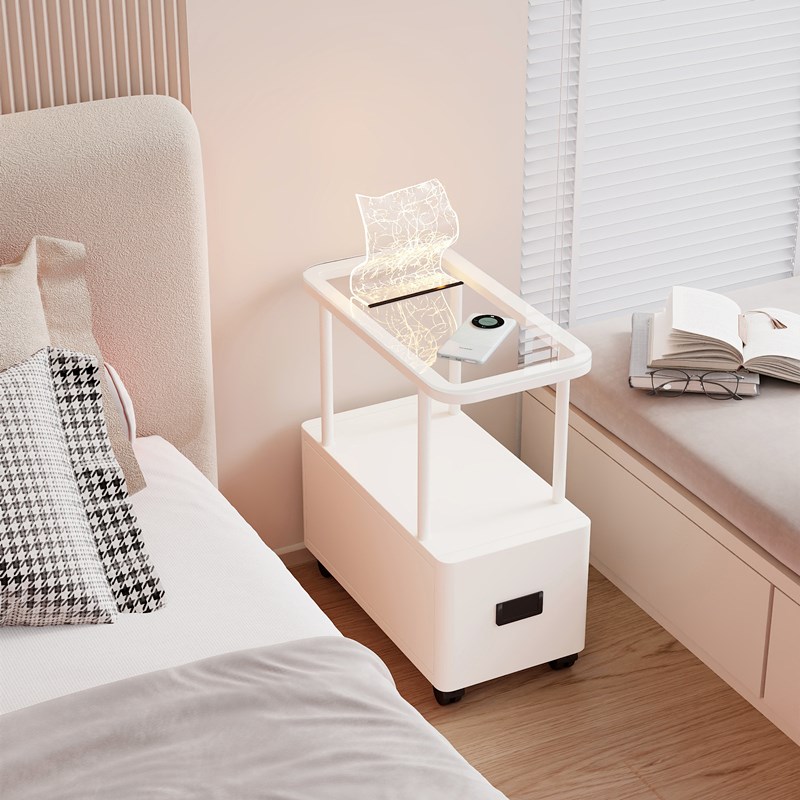 极窄沙发侧边几小茶几夹缝收纳柜子可移动迷你桌高级感床头置物架