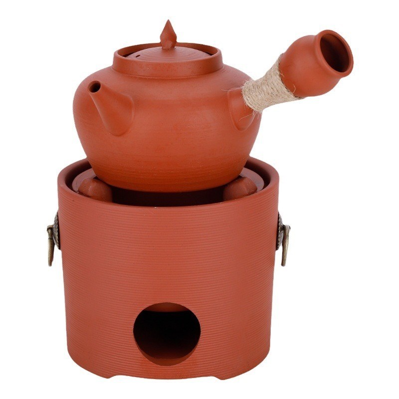 围炉煮茶电陶炉红泥炉跳盖壶茶具粗陶壶炭电两用户外功夫茶炭火炉