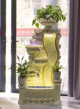 欧式流水鱼缸招财落地喷泉水景z客厅会所装饰品景观加湿器开业送