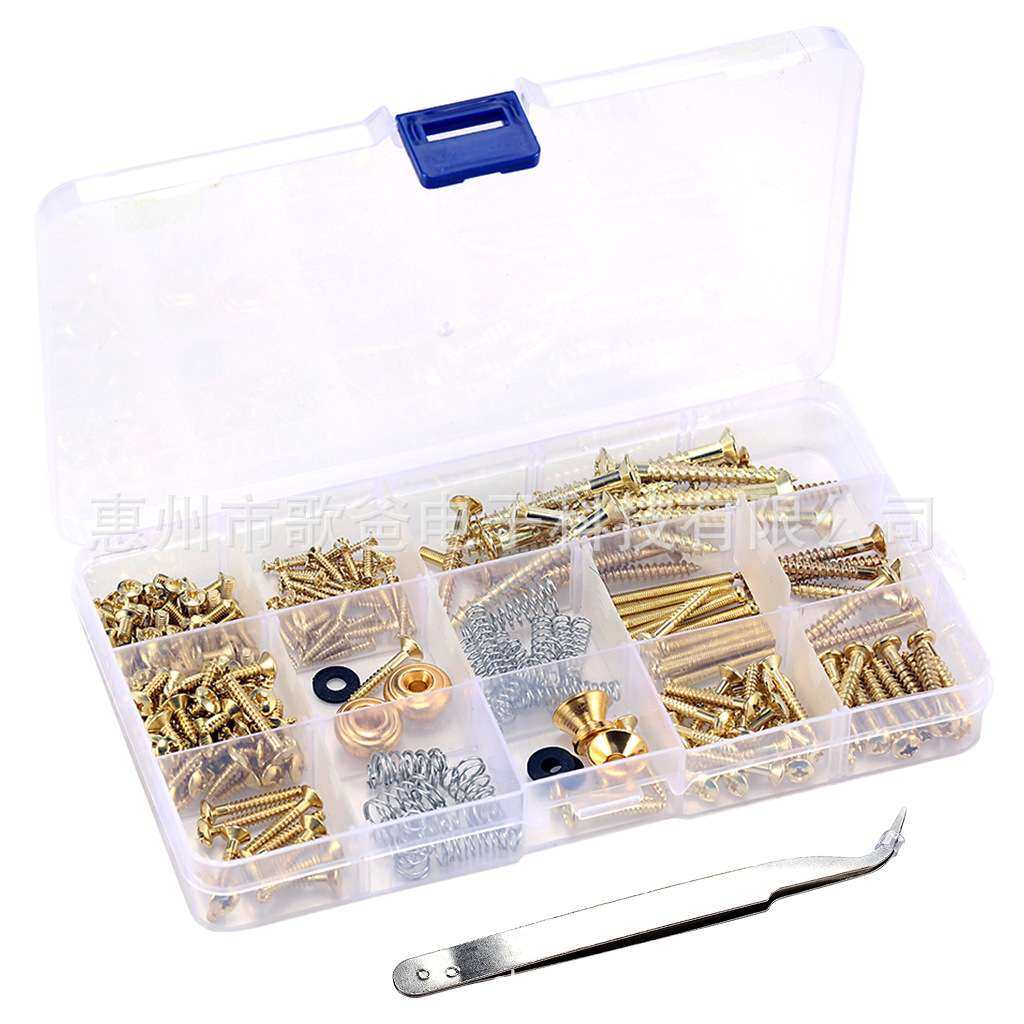 乐器配件 吉他用金色/黑色/银色各种螺丝背带扣镊子组盒装