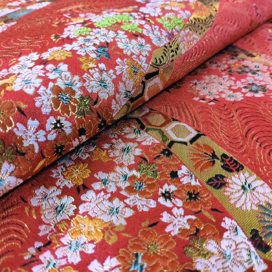 150CM精-和樱·花流水色织提EVT花高织锦缎唐装童装密风礼服面料