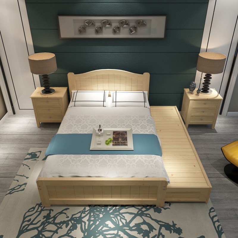 实木床1.c5米储物床抽拉床双人床榻榻米床儿童床拖床子母床带抽屉