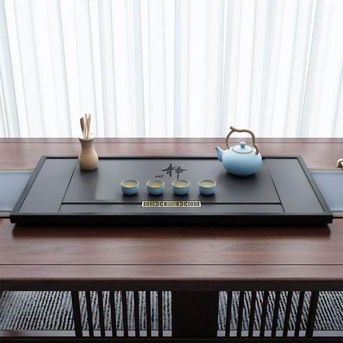 乌金石茶盘家小用茶台入式整块F969MH57天然头泡茶石嵌盘简约大号