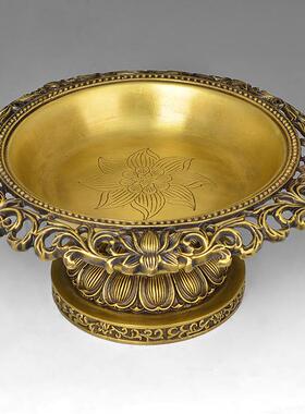 黄铜供盘摆件大号果供盘供CVG碟水莲花供堂果盘铜贡盘佛具佛用品