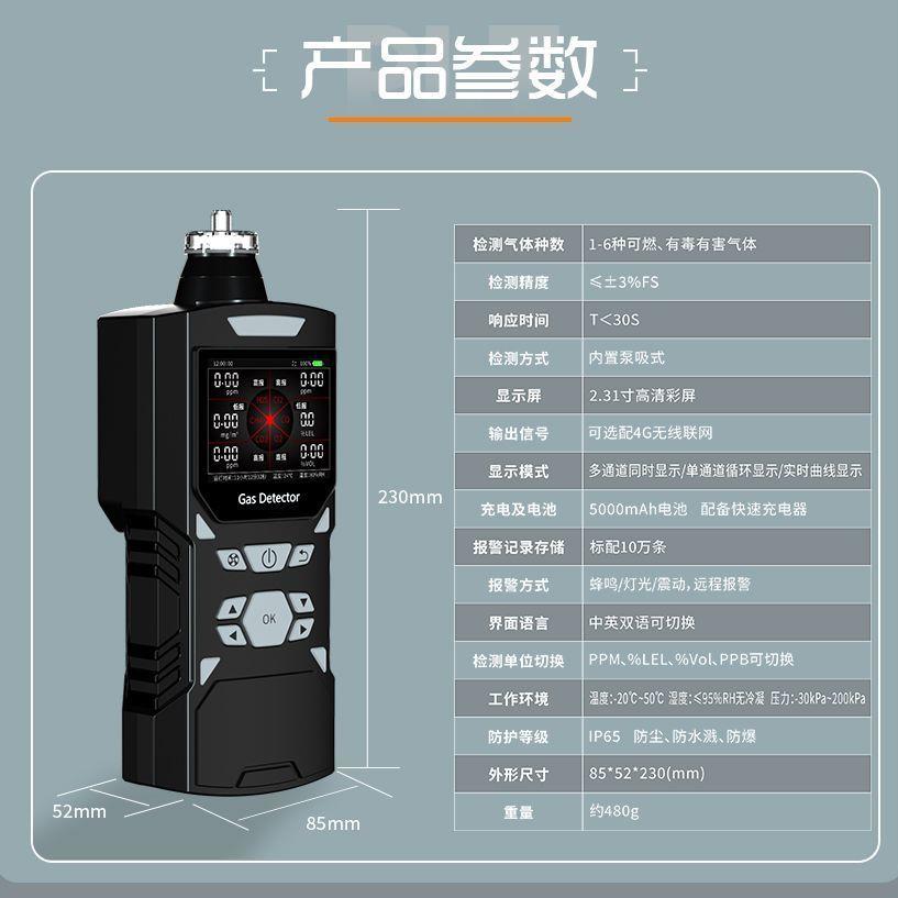 泵吸式六合一气体检测仪