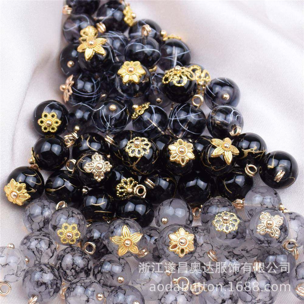 琉璃钮扣缝圆PWS拉珠墨丝合金玻璃组合手扣子国风水旗袍纽扣厂家