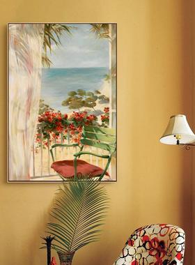 春暖花画开现QB202101代欧简约风景客厅装饰海边走廊客挂画北书房