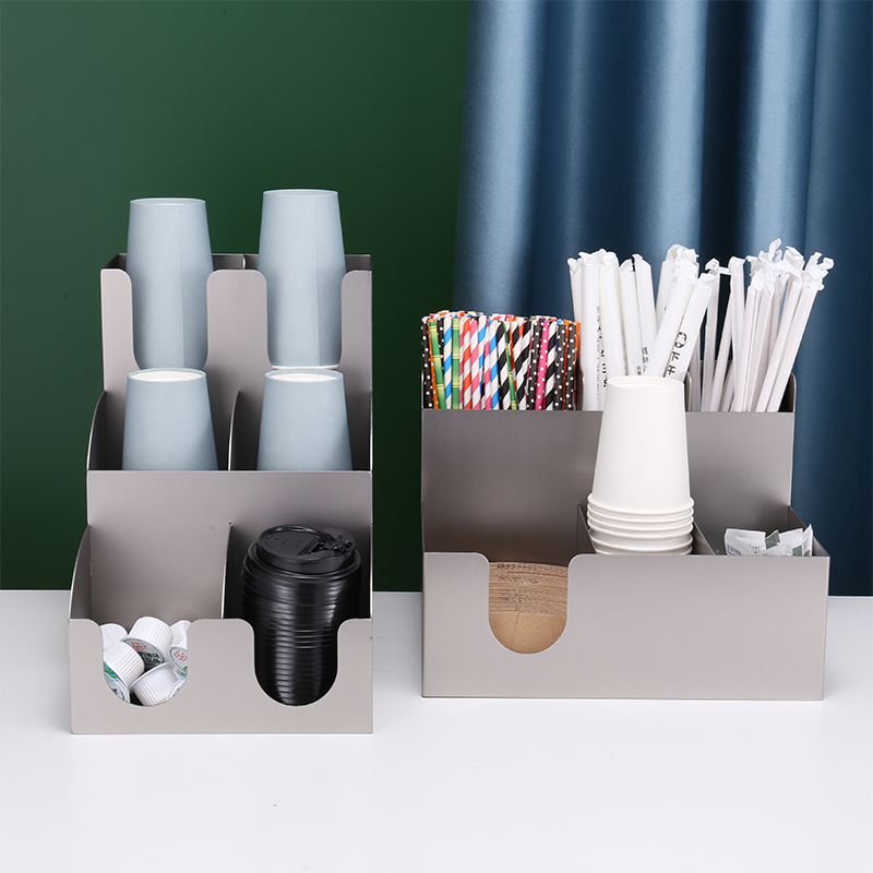 不锈钢纸杯架f奶茶店商用一次性取分杯器咖啡吧台吸管收纳盒置物