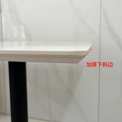 白大色加厚下斜边石岩板不理锈餐钢底座餐桌SQ-007网红店甜品店奶