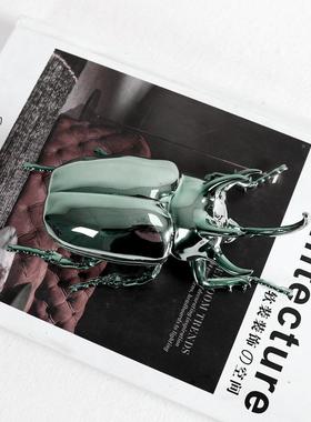 SZW样房奢金属轻昆虫蜻蜓件动物摆样板房客厅书房桌面书板镇装饰