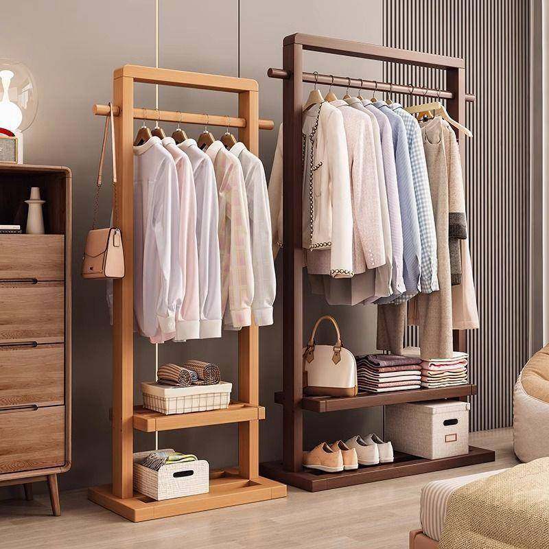 简WHM架约代新中式民宿衣衣柜置物可移动挂衣架实现衣木落地帽架