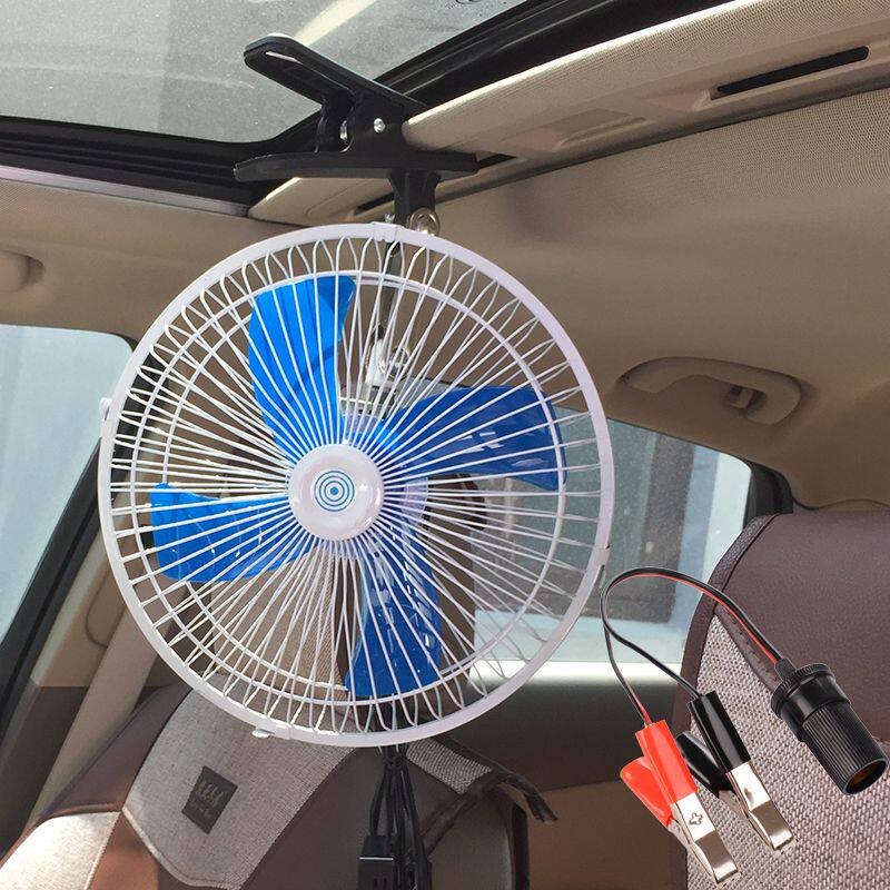 车载电风扇12v 24伏汽车用小电扇大货车面包车摆摊电瓶夹子摇头