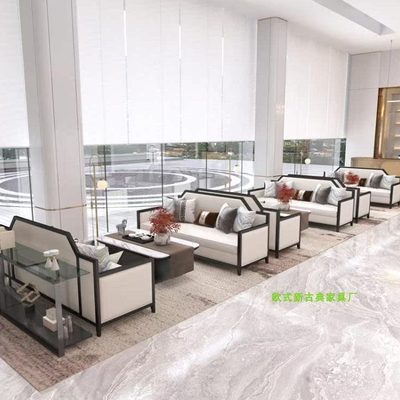 大堂酒店楼售楼处包间接待沙发沙发新中式卡座展厅休息区洽谈茶