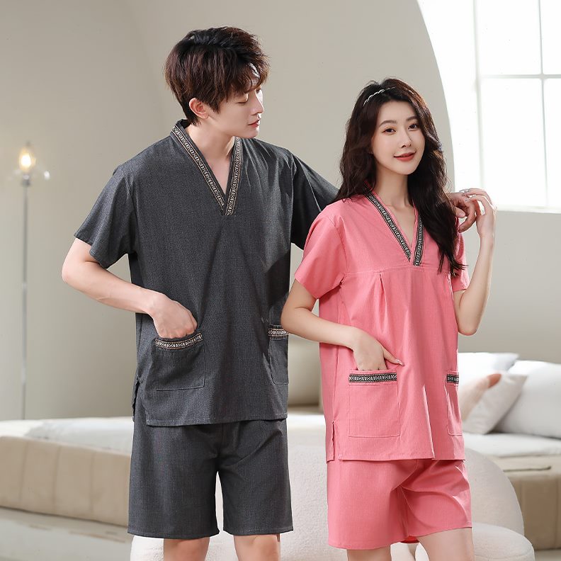 2024洗浴汗蒸服加大足浴纯棉新款桑拿服家居服按摩睡衣男士女款服