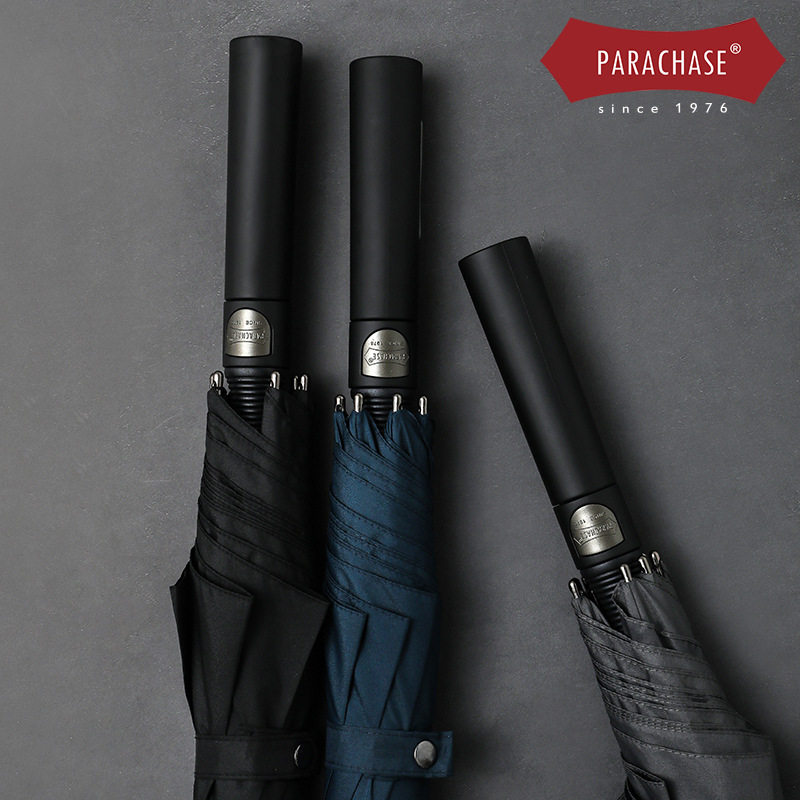 PARACHASE1.1米自动直杆伞日系简约长柄伞加固加厚雨伞logo广告伞
