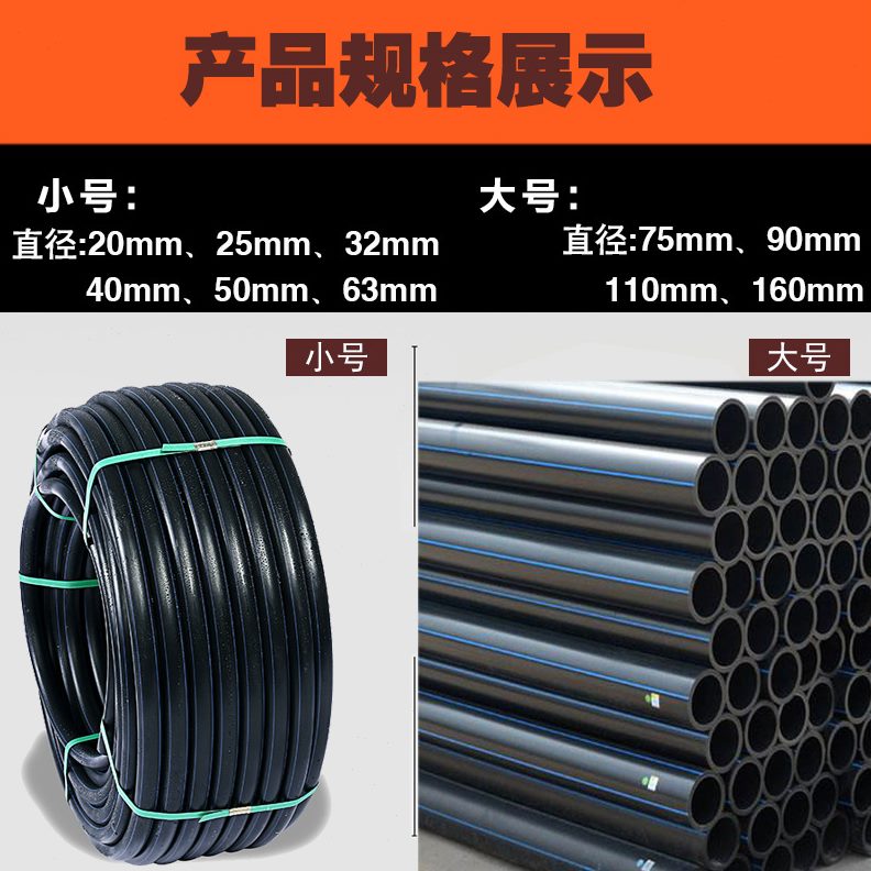 热25灌溉管寸管硬管4分6分2032自来水管穿PE水管熔线管饮用水1黑