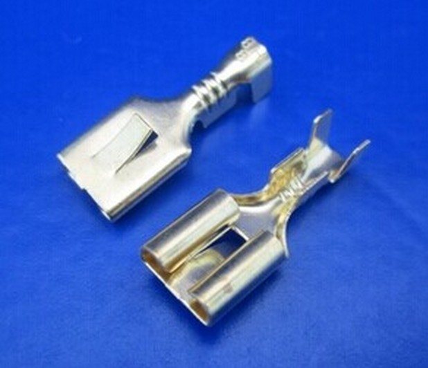 6.3平板带刺插簧 250端子插簧 连绕P端子 背面带刺插簧