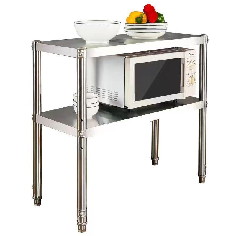 落地不锈钢置物架三层厨房家用多功能可拆卸微波炉阳台卧室收纳架