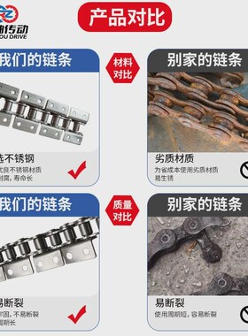 新款6分弯板链条12a-1双孔链条单双侧不锈钢孔60带双侧弯板