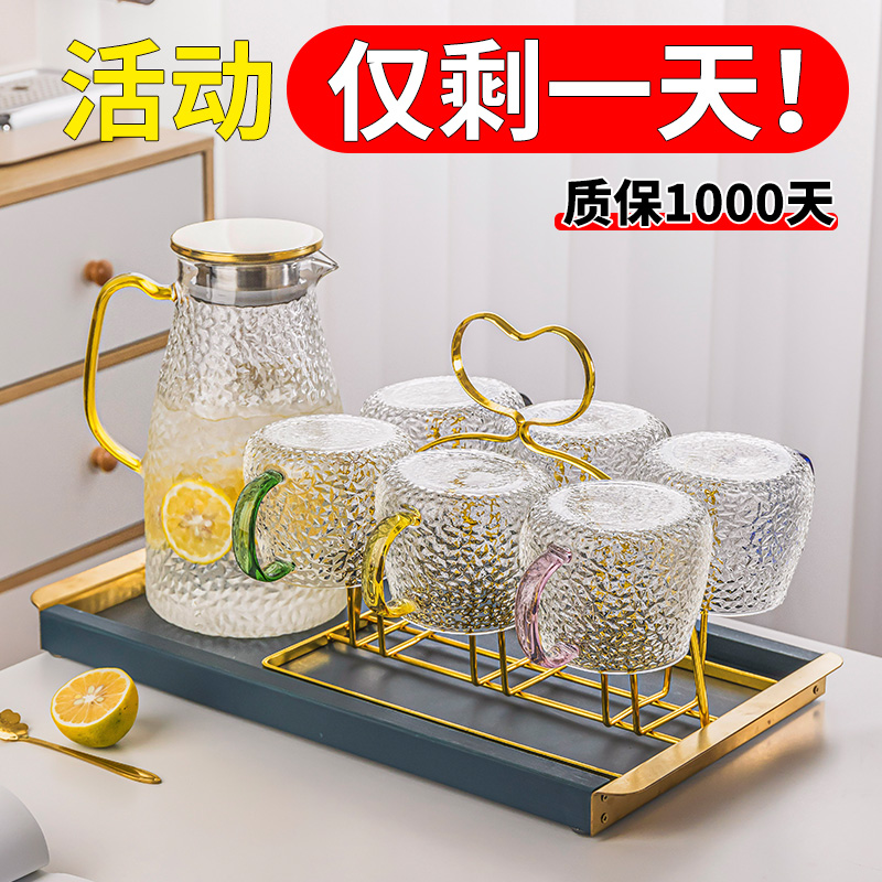 玻璃杯家用客厅耐热水杯泡茶杯牛奶杯高级感喝水杯子家庭套装待客
