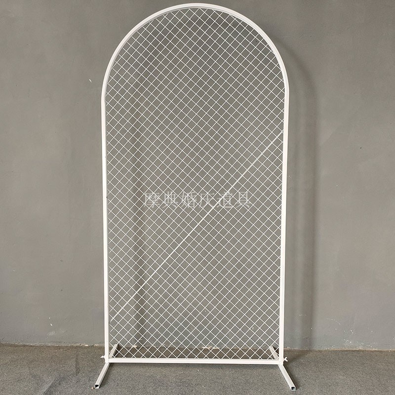 新款婚庆铁艺道具 婚礼网格屏风摆件 黑色舞台装饰花架 迎宾铁架
