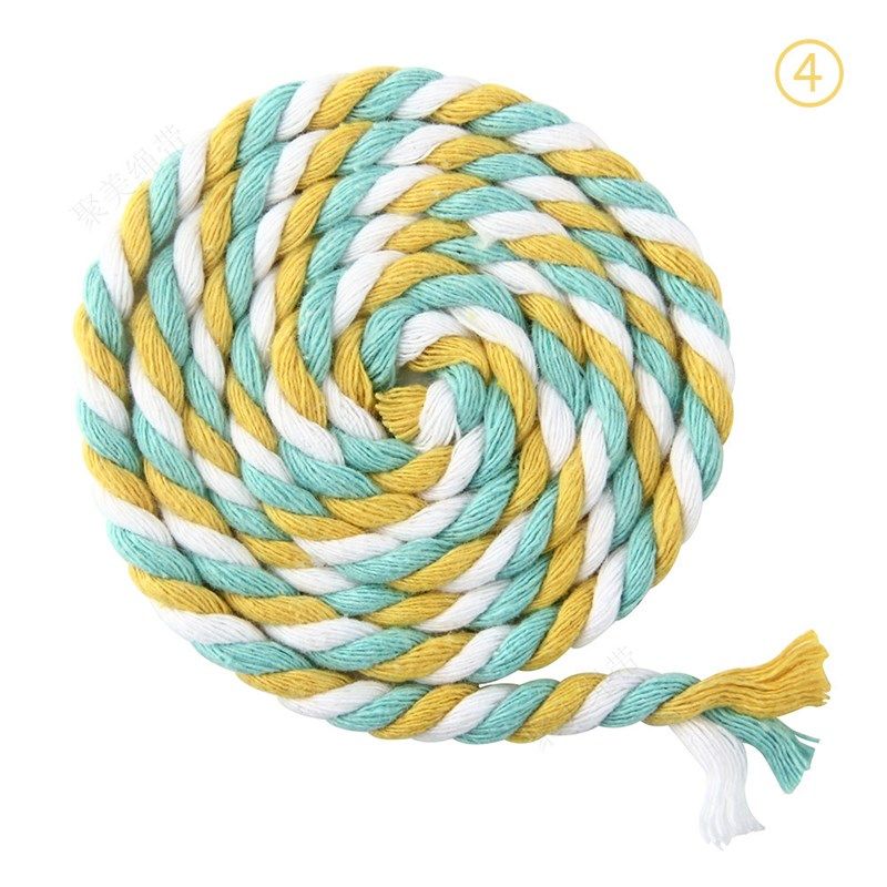 编织捆绑绳5毫米彩色三股三色棉绳 5mm三股扭绳3股棉绳子三色棉线