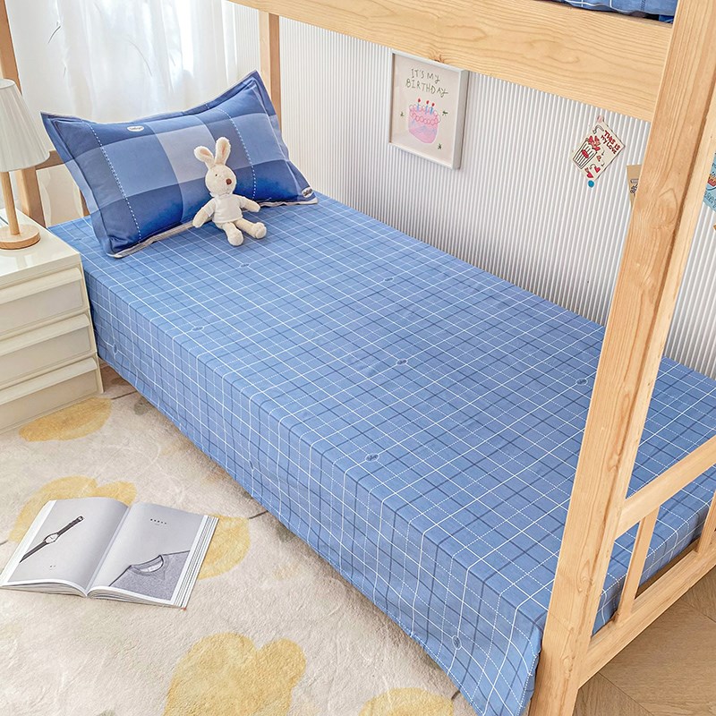 100%全棉学生宿舍三件套单人床上下铺纯棉被套床单被子被褥六件套