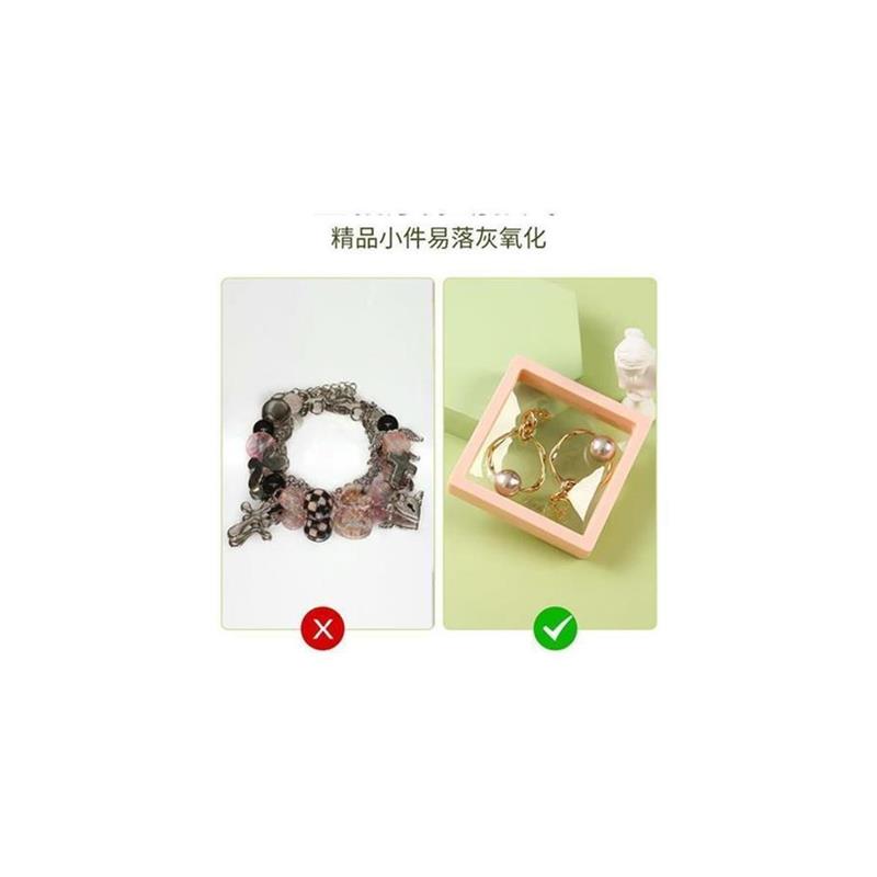 现货PE薄膜悬浮盒首饰文玩珠宝展示架手錬链戒指饰品密封透明收纳