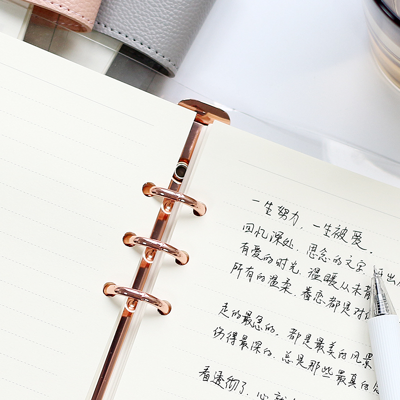 金色活页夹活页本b5可拆j卸笔记本a5本子a6随身手账本活页外壳记