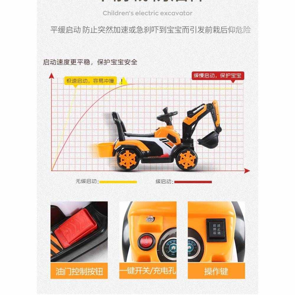 儿童电动挖掘机男孩玩具车挖土机可坐人可骑超大号钩机遥控工程车