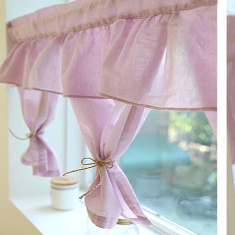 柜帘防尘帘免打孔纯色短门帘透光白色半截帘子隔断帘半帘厨房短帘