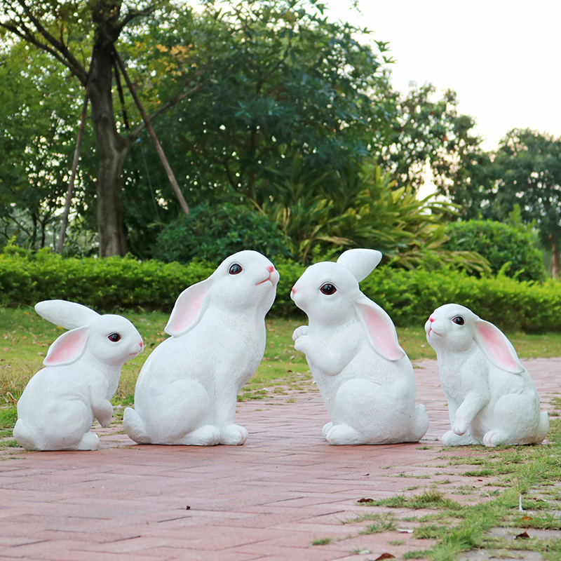 玻璃钢彷真兔子雕塑户外园林景观小品H花园公园草坪装Z饰品动物摆