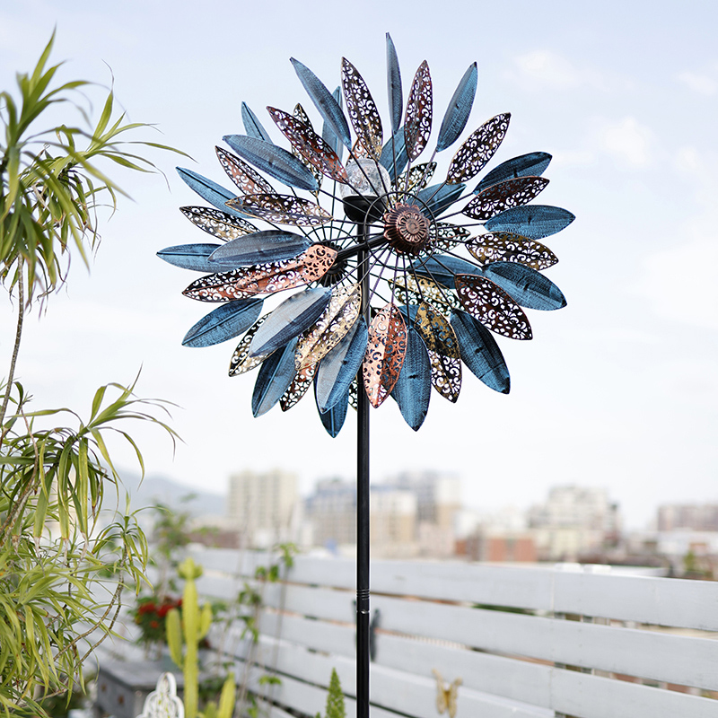 花园铁艺风车户外庭院别墅院子z阳台露台造景布置园艺装饰旋转摆