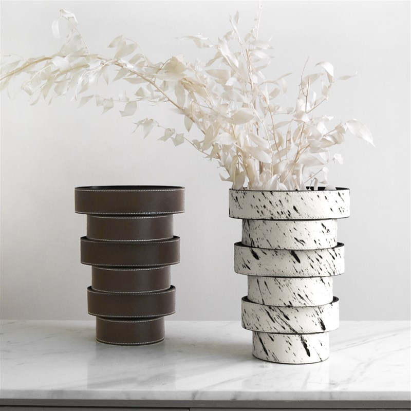 现代简约皮革马毛插花创意简约样板房F咖啡桌入口无障碍豪华装饰