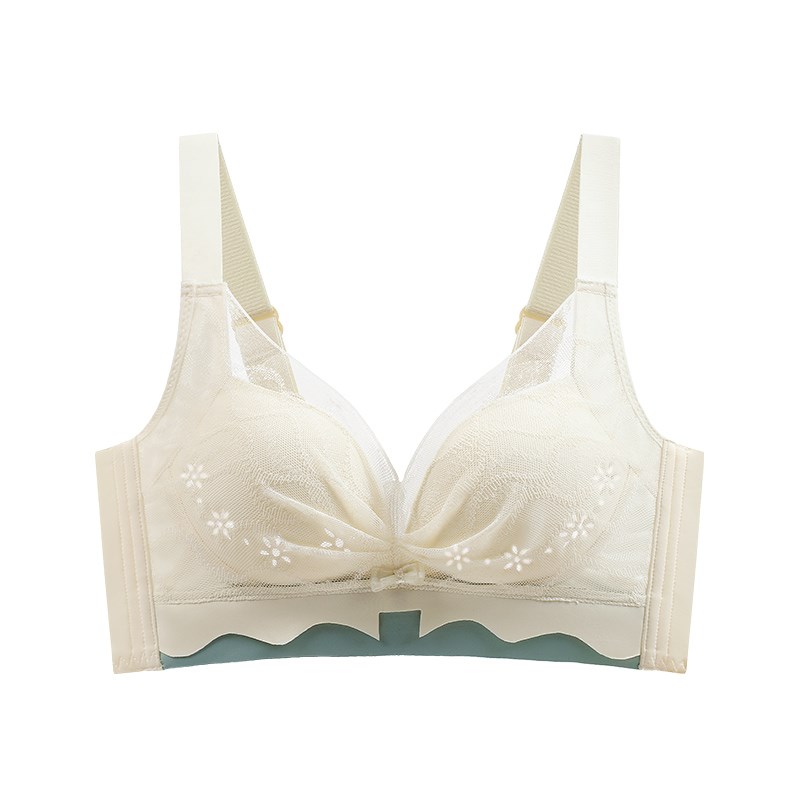 夏季内衣女薄款透气洞洞杯聚拢提拉上托无钢圈收副乳大胸薄款文胸