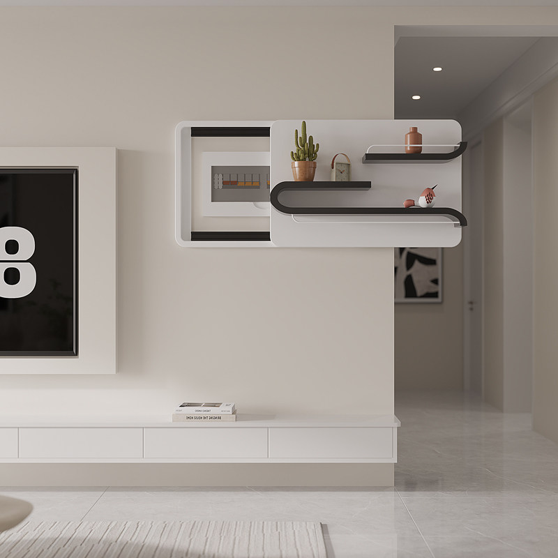 简约现代多功能实木遮挡电表箱装饰画家用遮丑电闸箱配电箱置物架