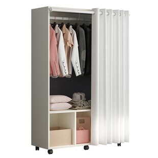 简易衣柜木质组装带轮子简约现代经济型衣橱双人衣橱柜子移动柜